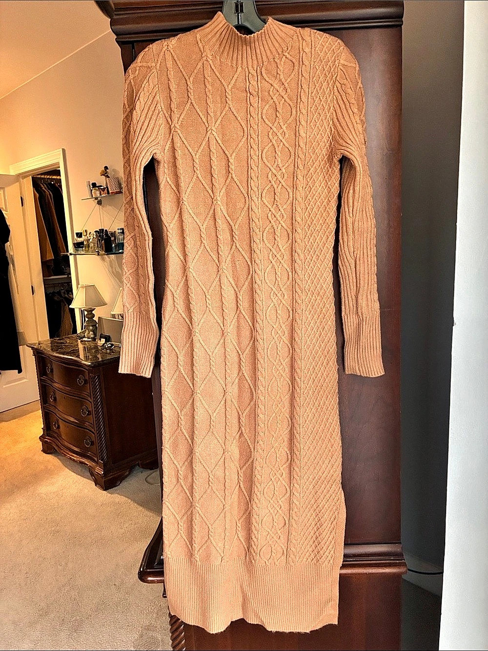 Tahari Cable Knit Midi Dress in Brown Like New